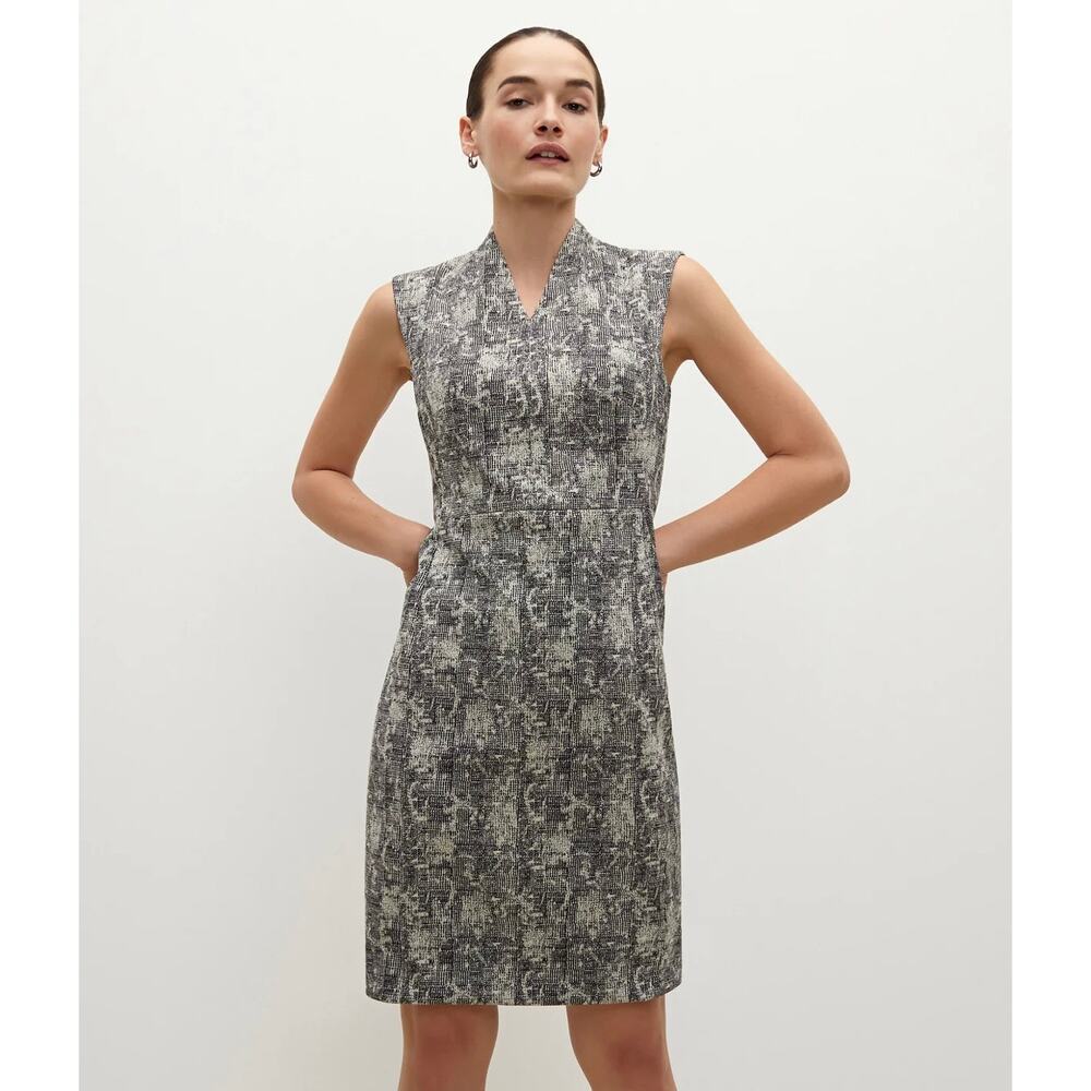 MM Lafleur Dress Size 2 Black & White Jacquard Crackle Office Siren Preppy